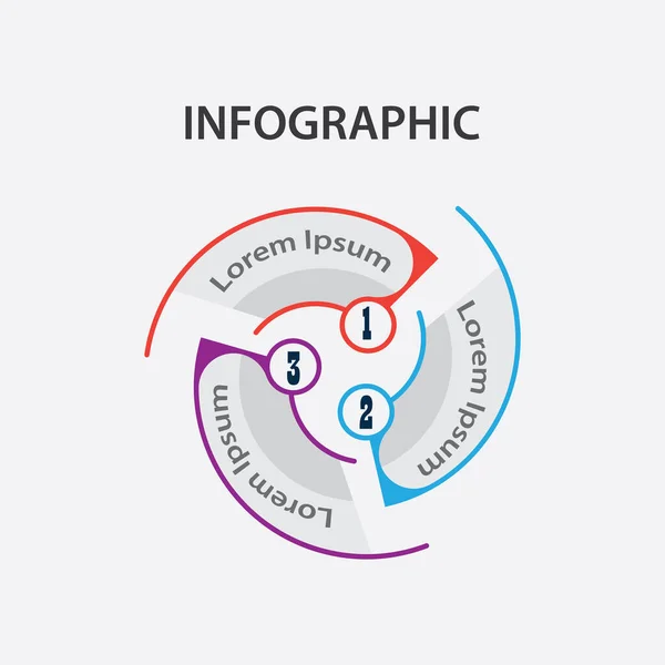 信息图形模板元素编号横幅图标和三个步骤的现代设计 — 图库矢量图片