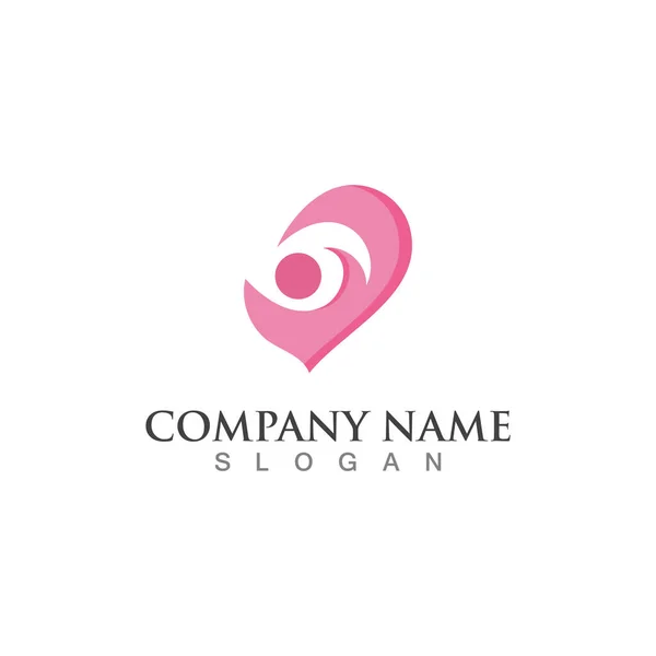 Creative Love Care Logo Design Inspiration Template — Stock Vector