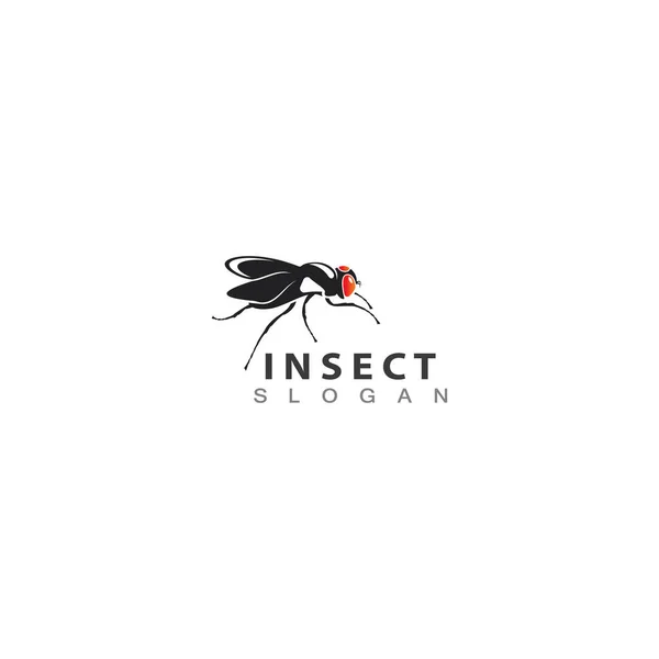 Simple Minimaliste Mouches Insecte Logo Image Design Style — Image vectorielle