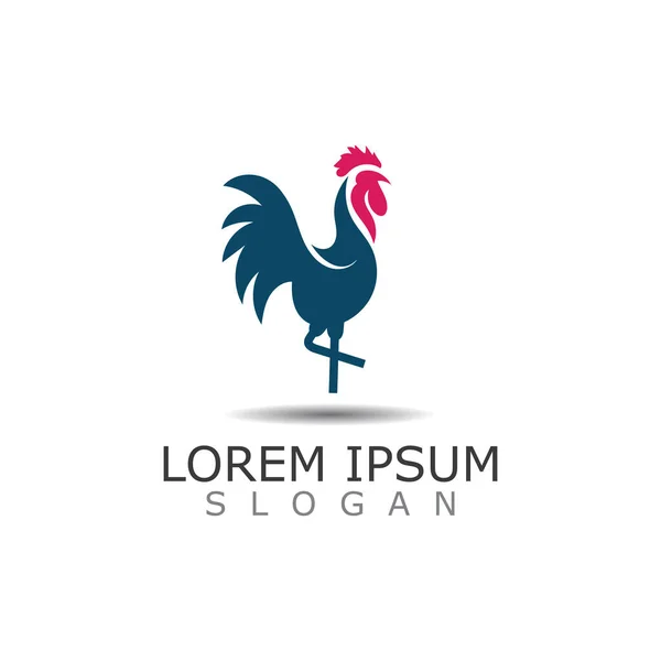 Куриный Логотип Ферма Урожая Животных Петух Векторный Дизайн Элемент — стоковый вектор
