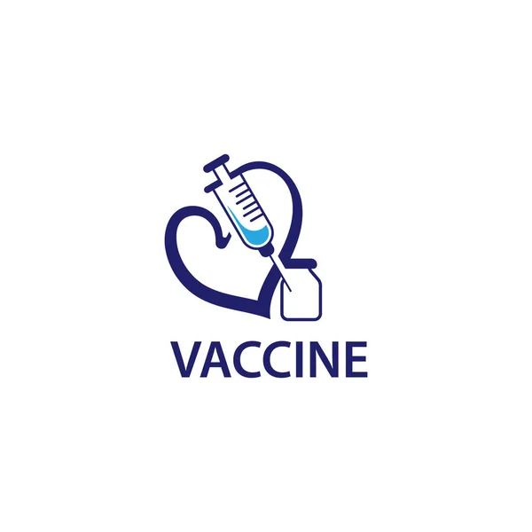 Vaccininjektion Kärlek Logotyp Design Vektor Illustration Hälsomärke — Stock vektor