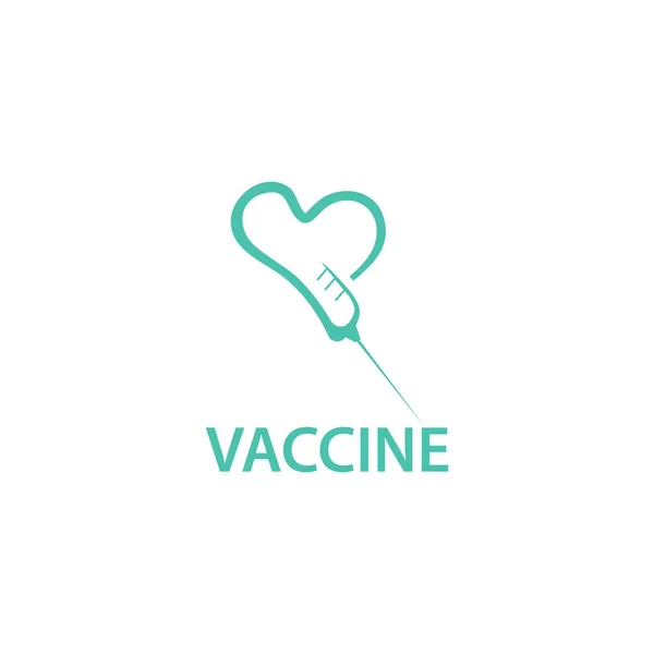 Vaccin Inyección Amor Logotipo Diseño Vector Ilustración Salud Signo — Vector de stock