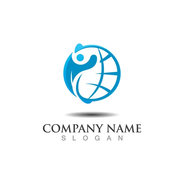 Globe Abstract Person Logo Business Graphic Design Isolated White Vector — Stock Vector