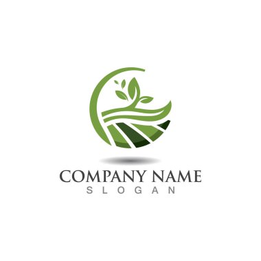 Tarım ekolojisi yeşil doğa logo tasarım şablonu, tarım simgesi 