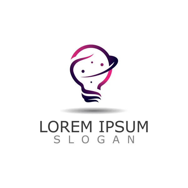 Izzó Intelligens Logó Ötlet Tervezése Digitális Színes Szimbólum Ikon Lámpa — Stock Vector