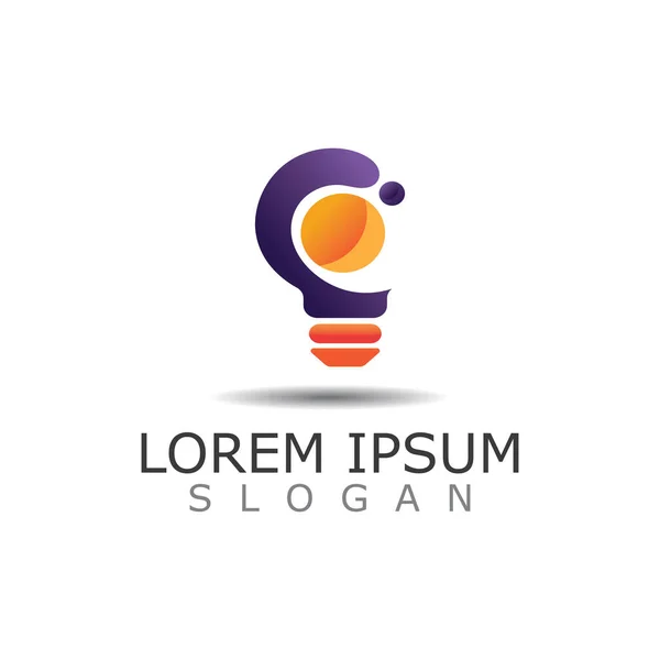 Lamp Slimme Logo Idee Ontwerp Van Digitale Kleurrijke Symbool Pictogram — Stockvector