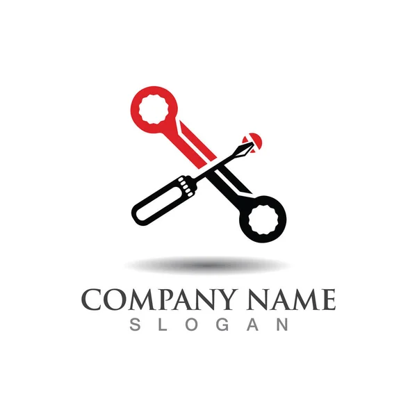 Wrench Logo Flat Simple Creative Design Repair Vector Template — 图库矢量图片