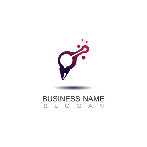 Digital Pencil Tech Logo Modern Untuk Desain Logo Bisnis Templat - Stok Vektor