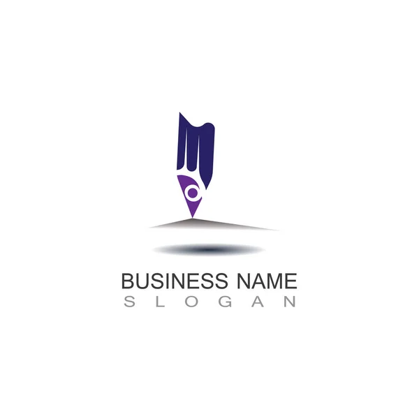 Digitaal Potlood Tech Logo Modern Voor Business Logo Design Branding — Stockvector