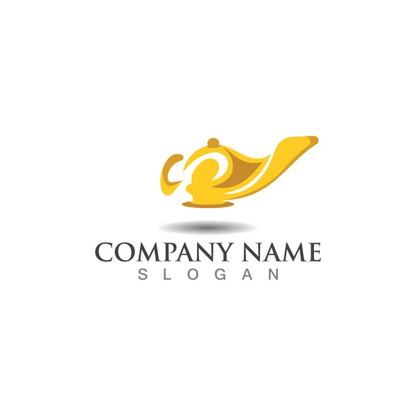 Magic Lamp Logo Icon Creative Business Design Vector Template — Stock Vector