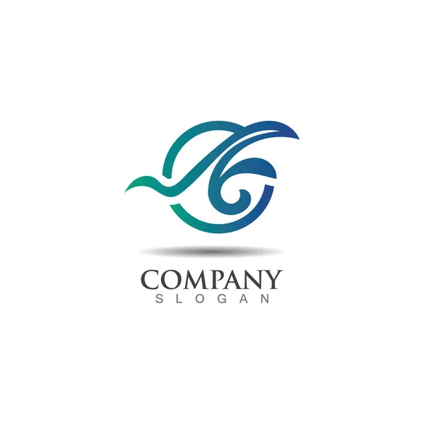 Onda Oceano Logo Design Elemento Immagine Vettore Illustrazione Icona Natura — Vettoriale Stock