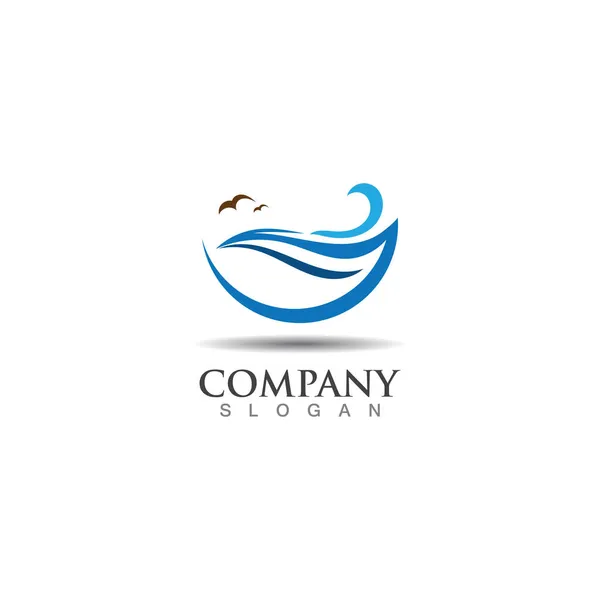 Wave Ocean Logo Design Bild Element Vektor Illustration Ikon Natur — Stock vektor