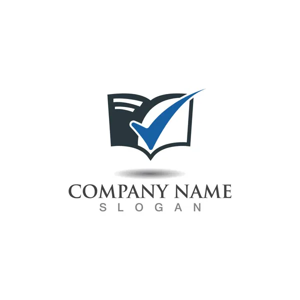 Livro Com Marca Verificação Logotipo Contabilidade Modelo Design Vetor Analítico — Vetor de Stock