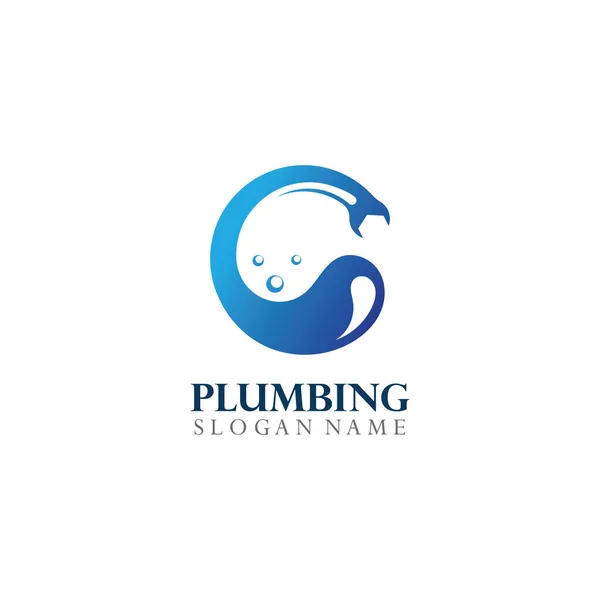 Plumbing Service Logo Template Design Concept Creative Symbol Icon — Stock Vector
