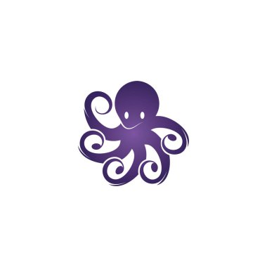 ahtapot simgesi logo vektör illüstrasyon tasarım şablonu