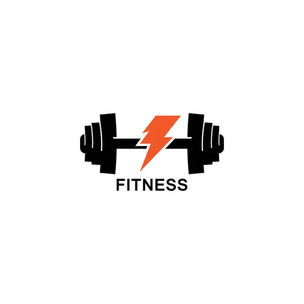 Fitness Club Logo Mit Langhantel Gym Abzeichen Vektorillustrationsvorlage — Stockvektor