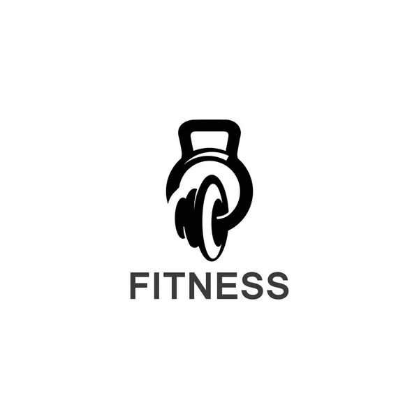 Logo Del Club Fitness Con Barra Identificación Gym Plantilla Ilustración — Archivo Imágenes Vectoriales