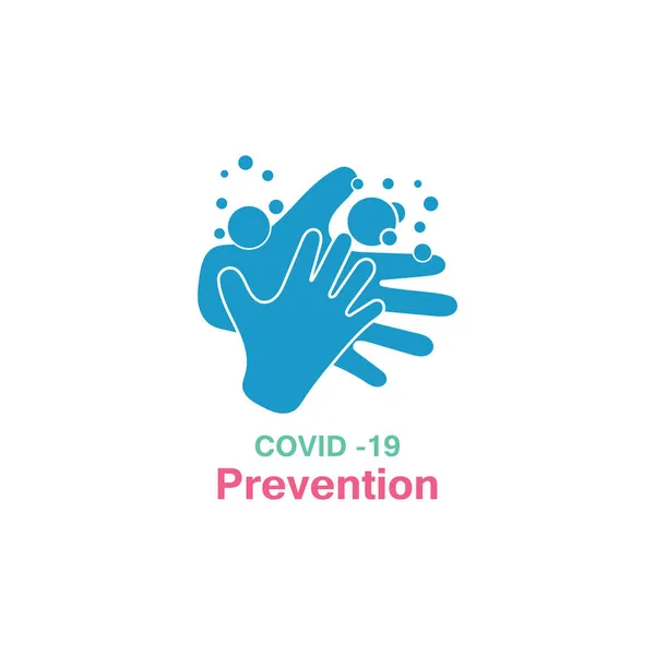 Ellerini Yıkıyorsun Önleme Yöntemleri Covid Virüs Koronası Şablon Vektörü — Stok Vektör