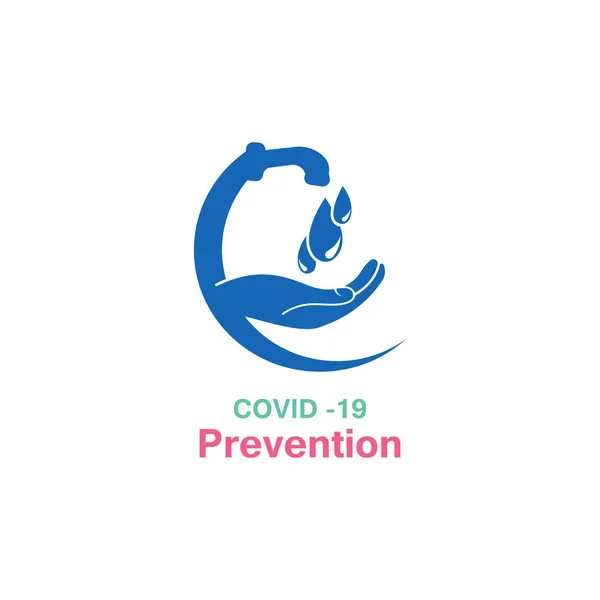 Handen Wassen Preventiemethoden Covid Virus Corona Template Vector — Stockvector