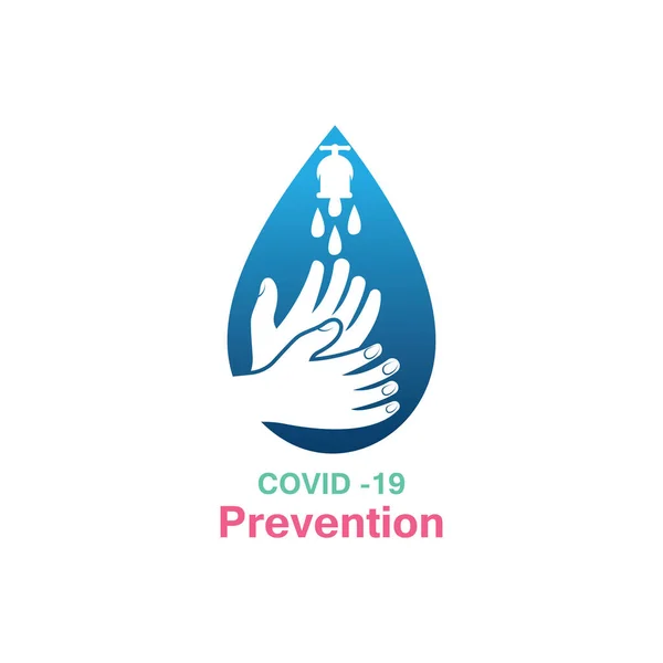 Lavar Mãos Métodos Prevenção Covid Vetor Modelo Corona Vírus —  Vetores de Stock