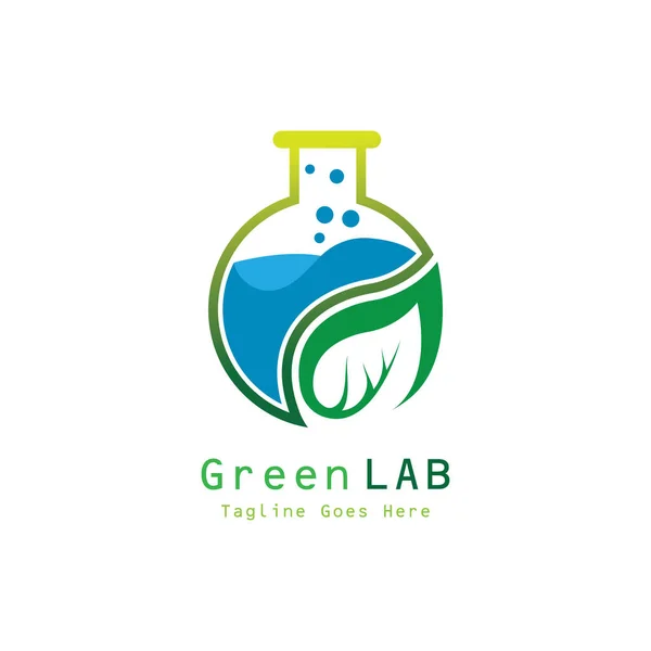 Bio Labor Mit Blatt Premium Logo Illustration Vektor Symbol — Stockvektor