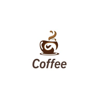 Kahve fincanı logo resmi ve vektör yaratıcı tasarım illüstrasyonu
