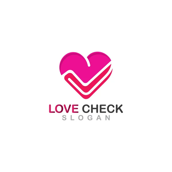 Love Check Combination Logo Symbol Design Concept Illustration — Stockvektor