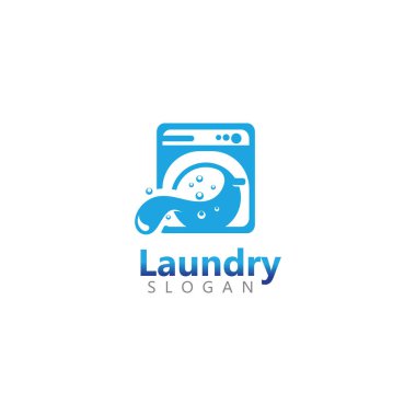 Wash laundry machine room logo. Good for business illustration of wash machine laundry room vector