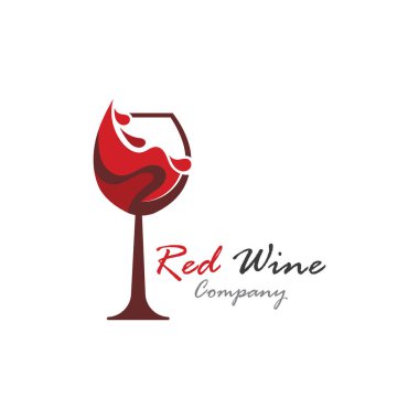 Red Wine logo template glass, splash of wine. Vector illustration
