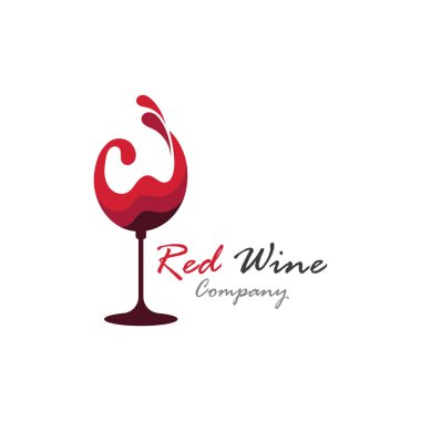 Red Wine logo template glass, splash of wine. Vector illustration