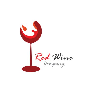 Red Wine logo template glass, splash of wine. Vector illustration