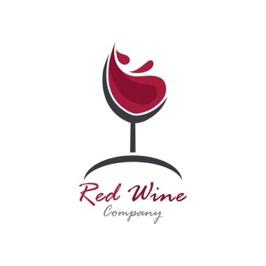 Red Wine logo template glass, splash of wine. Vector illustration