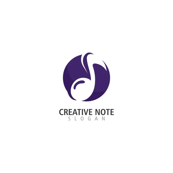 音楽ノートロゴデザインインスピレーション創造的なテンプレートアイコンベクトル — ストックベクタ