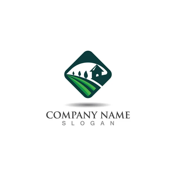 Farming Green Nature Logo Design Template Agriculture Icon — Stock vektor