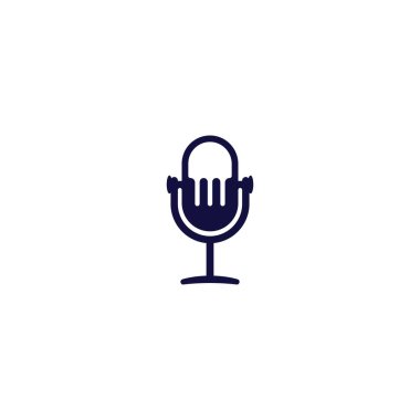 Microphone Classic stand icon logo design template for podcast streaming