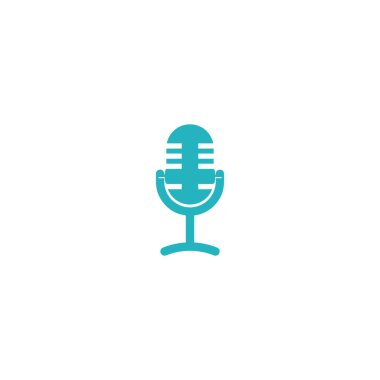 Microphone Classic stand icon logo design template for podcast streaming