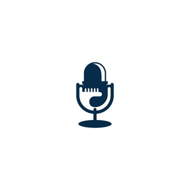 Microphone Classic stand icon logo design template for podcast streaming