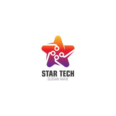 Star Tech Logosu Modern Teknoloji Tasarımı Çizimi