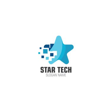 Star Tech Logosu Modern Teknoloji Tasarımı Çizimi