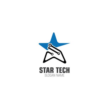 Star Tech Logosu Modern Teknoloji Tasarımı Çizimi