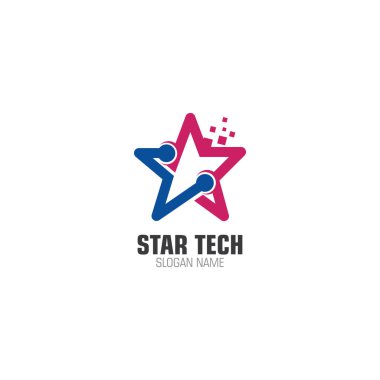 Star Tech Logosu Modern Teknoloji Tasarımı Çizimi