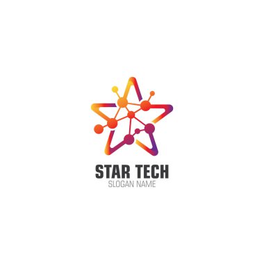 Star Tech Logosu Modern Teknoloji Tasarımı Çizimi