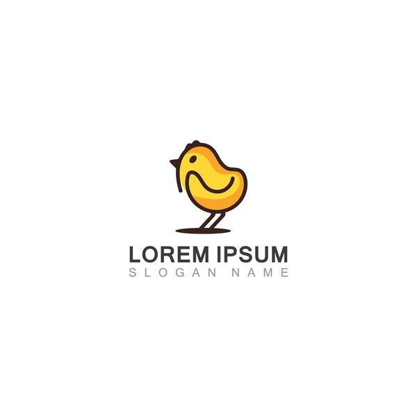 Chick Logo Minimalist Icon Template Monoline Color Line Creative — Vector de stock