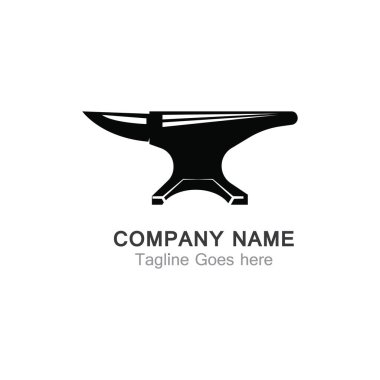 Beyaz Backgound üzerinde örs demirci vektör logo tasarım şablonu