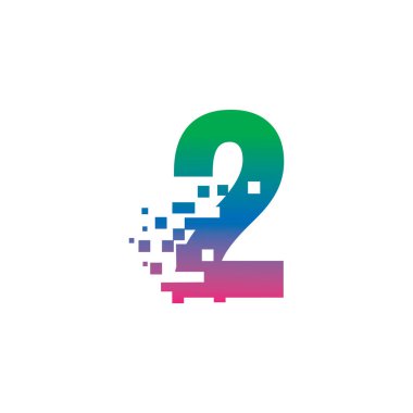 Piksel dijital logo tasarımı gradyan kavramı olan 2 NUMBER