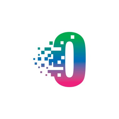 Piksel dijital logo tasarımı gradyan kavramı ile NUMBER 0