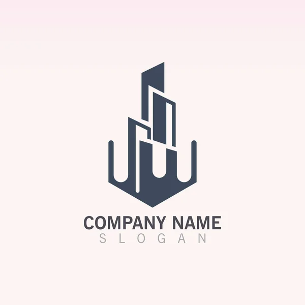 Membangun Templat Desain Logo Konstruksi Kreatif - Stok Vektor