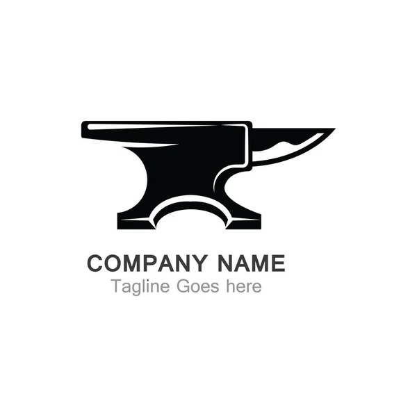 Anvil Blacksmith Vector Logo Design Template White Backgound — Stock Vector