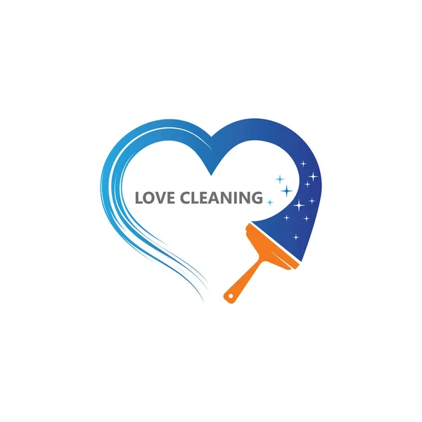 Creative Love Cleaning Concept Дизайн Логотипу Векторний Шаблон — стоковий вектор