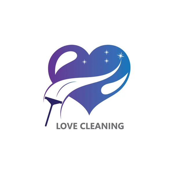 Creative Love Cleaning Concept Logo Design Vector Template — Stockový vektor